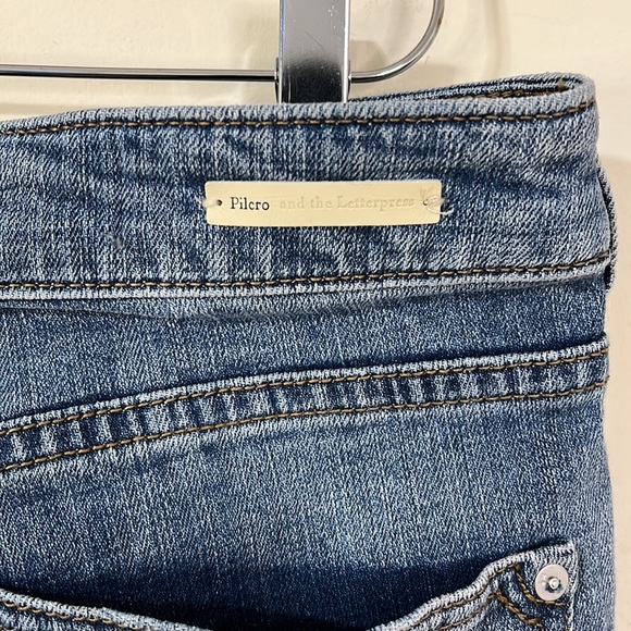 Pilcro and the Letterpress Flare Flounce Floral Hem Bell Bottom Jeans Size 27 - Picture 9 of 10